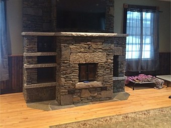 Interior fireplace with large stone header
